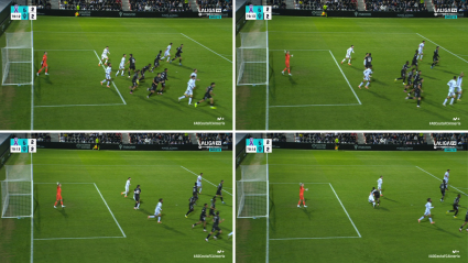 Penalti señalado de Bonini a Anuar que ha enfadado al Almería.