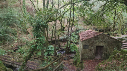 Molinos y azudes son construcciones habituales en los ríos de Galicia