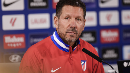 El Cholo Simeone, durante la rueda de prensa previa al partido este sábado ante el Oviedo.