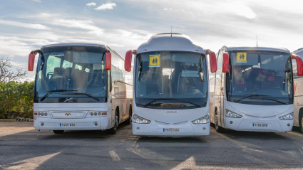 Imagen de recurso de varios autobuses escolares