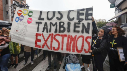 Miembros del Colegio Público de Educación Especial de Castiello, en una manifestación