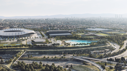 Una imagen aérea de cómo quedaría el proyecto una vez terminado, con el Estadio Metropolitano a la izquierda
