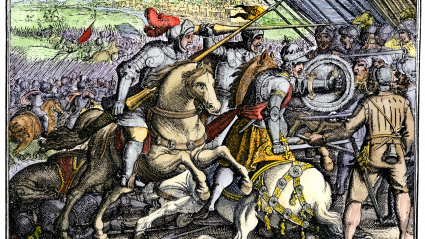 El rey francés Francisco I fue hecho prisionero en Pavía durante la guerra con el Sacro Imperio Romano Germánico en 1525.