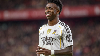 El delantero brasileño del Real Madrid Vinicius Jr. durante el partido de la jornada 19 de LaLiga EA Sports entre el Athletic Club y el Real Madrid