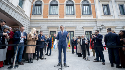 El presidente del Gobierno, Pedro Sánchez, durante el acto institucional por el Día de la Constitución, en el Congreso de los Diputados, a 6 de diciembre de 2025, en Madrid (España)