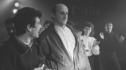 Jorge Martínez, junto a Manolo García, en 1988