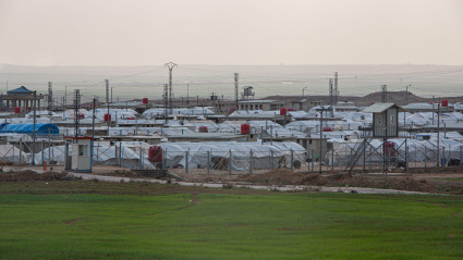 El campamento de Roj está situado en el límite de la estepa de Rojava, un territorio autónomo controlado por las fuerzas kurdas.