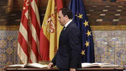 El nuevo president de la Generalitat, Juan Francisco Pérez Llorca tras su toma posesión en un acto en el Palau de la Generalitat