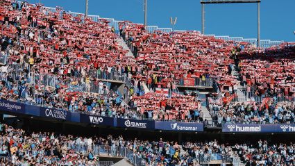 Imagen de la afición almeriense el año pasado en Málaga.