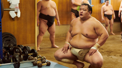 Luchadores de sumo en entrenamiento