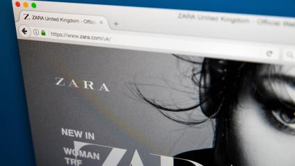 La página de inicio del sitio web oficial de Zara