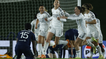 Caroline Weir celebra el gol ante el Paris FC en el descuento en Madrid.