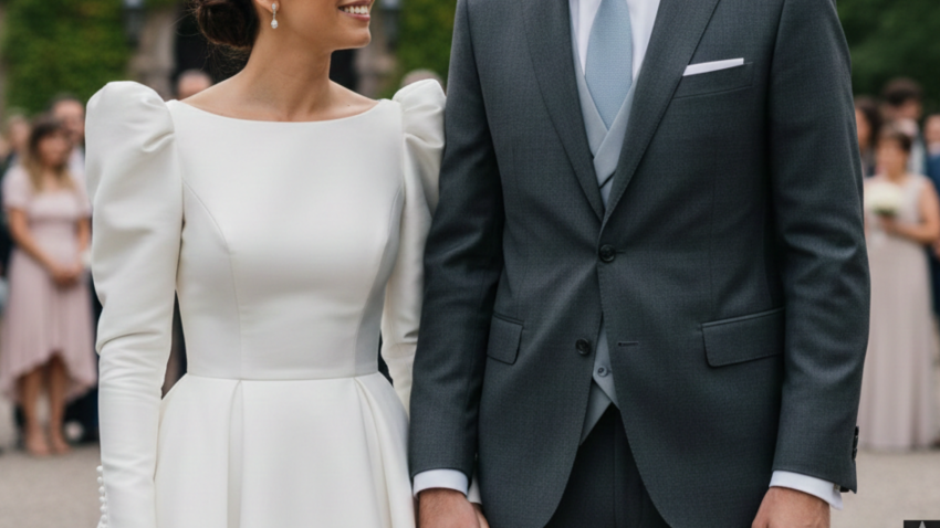Una imagen de una boda con los novios