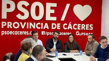 El secretario provincial del PSOE de Cáceres, Álvaro Sánchez Cotrina (c)