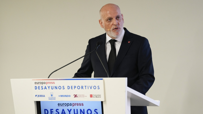 Javier Tebas, en los desayunos de Europa Press