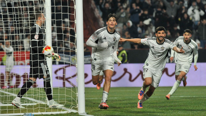 Javi Villar celebra el 1-0 que el Albacete le marcó al Real Madrid en Copa