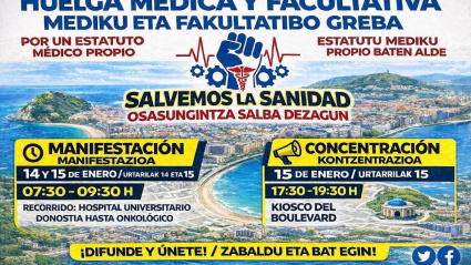 Cartel sobre la concentración convocada este 15 de enero en San Sebastián