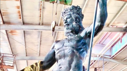 Esultura de Neptuno que se instalará en el Puerto de Málaga