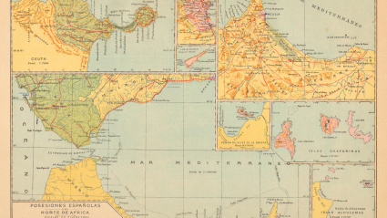 NORTE DE ÁFRICA ESPAÑOL. CEUTA MELILLA Marruecos Chafarinas Alborán, mapa