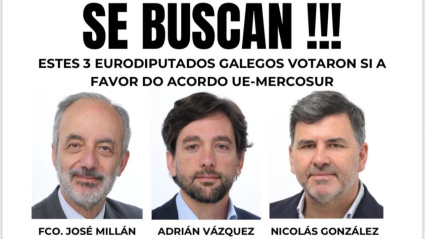 Los manifestantes señalan a los eurodiputados gallegos y piden su voto en contra en el Parlamento Europeo a ese tratado comercial
