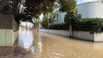 Calle con agua por borrasca Harry