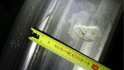 Imagen de las muescas encontradas en las ruedas del tren Iryo descarrilado en Adamuz