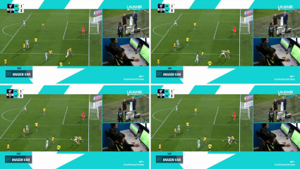 El árbitro anuló el gol a Pedro Ortiz por un pisotón de Percán a Mika Marmol cuando le hizo falta.