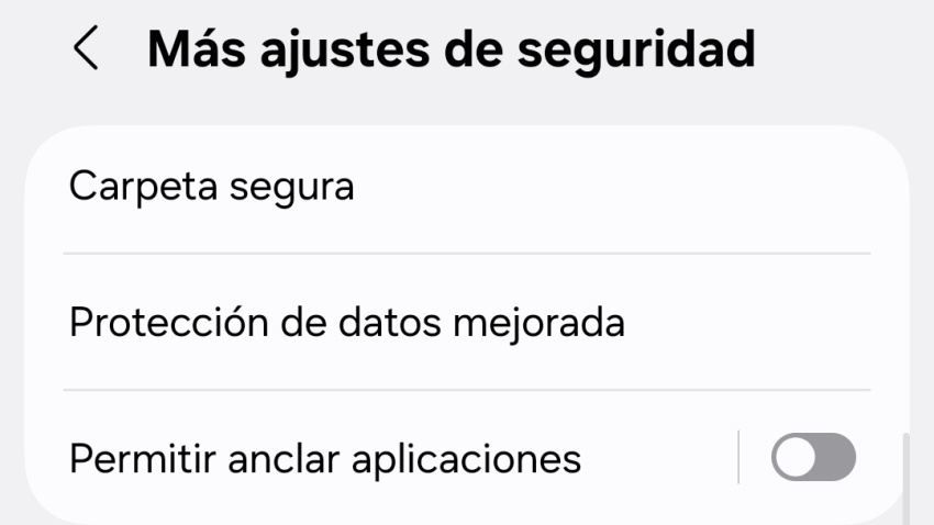 Captura de pantalla con la función de 'Protección de datos mejorada'