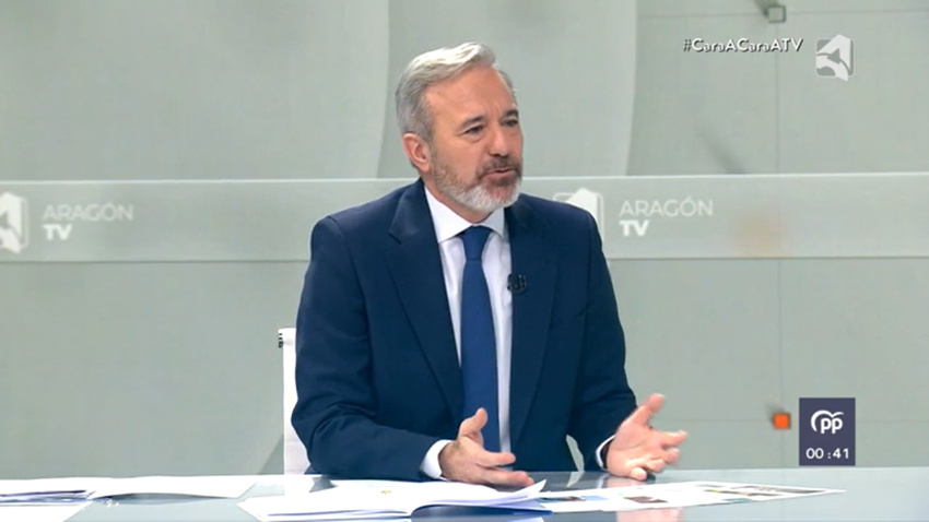 El candidato de PP Jorge Azcón, en un momento del debate.