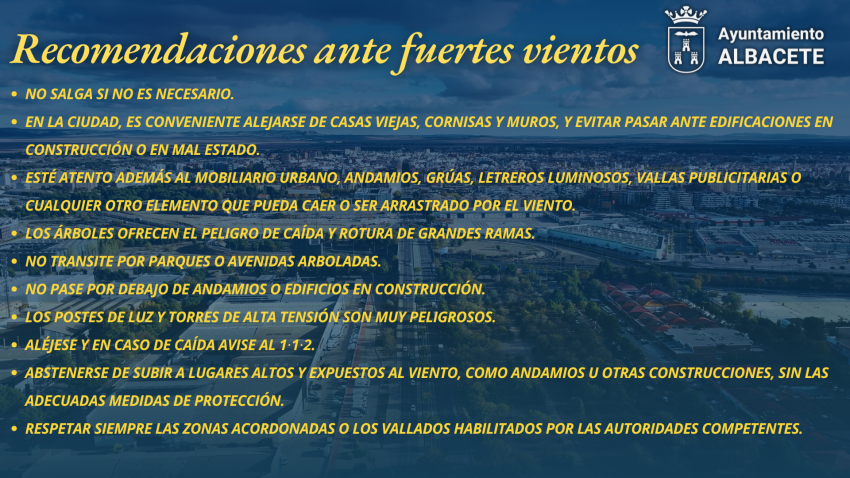 Recomendaciones ante viento
