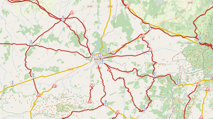 Mapa de las carreteras de Ávila