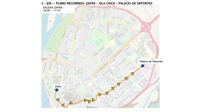 Recorrido de ida de la ruta 2