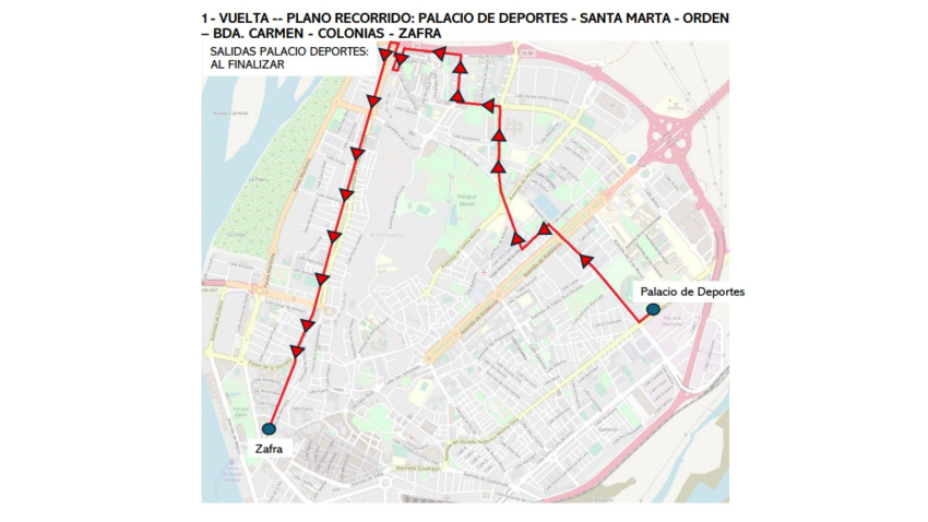 Recorrido de vuelta de la ruta 1