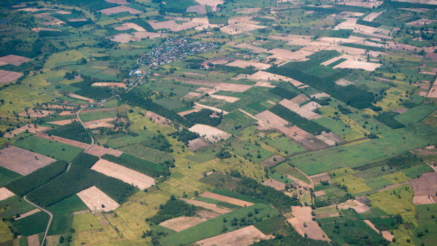 Tierras agrícolas y paisaje en el noreste de Tailandia