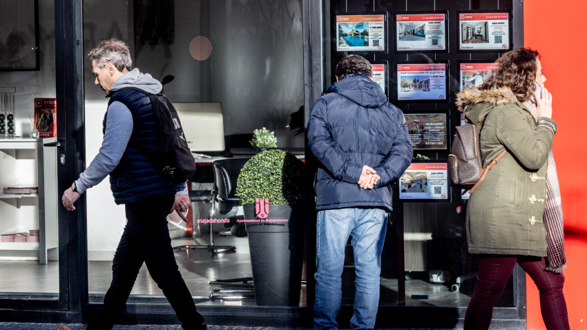 Una inmobiliaria, a 19 de enero de 2026, en Madrid (España)