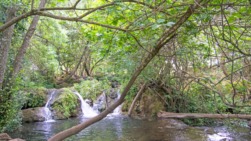 Cascada de Hueznar en el Parque Natural de la Sierra Norte en San Nicolás del Puerto, Sevilla, Andalucía