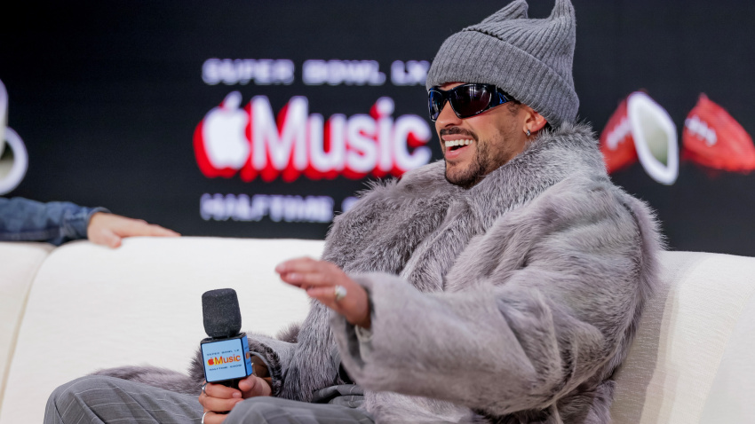 Bad Bunny, durante la comparecencia ante los medios, a tres días de la Super Bowl