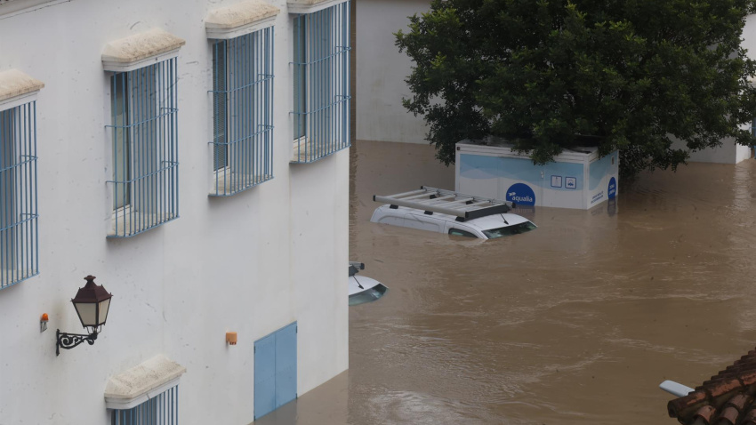 Zonas inundadas por las intensas lluvias en la localidad gaditana de Arcos de la Frontera