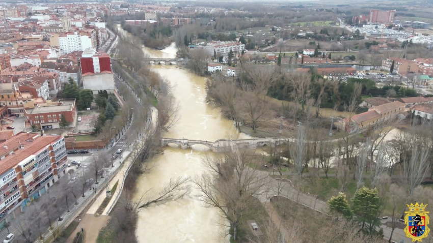 Situación del río Carrión a su paso por Palencia capital