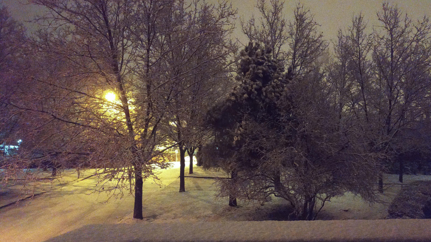 Vista de la nevada en la madrugada del miércoles en la localidad madrileña de Colmenar Viejo