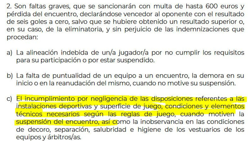 Esto dice el Artículo 178.3 del Reglamento de la RFEF.