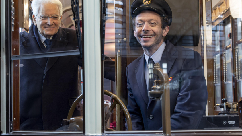 Rossi junto al presidente de la República Italiana en la inauguración de los Juegos Olímpicos de Invierno.