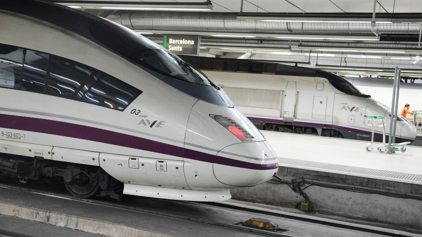 Trenes de alta velocidad parados en la estación de Sats