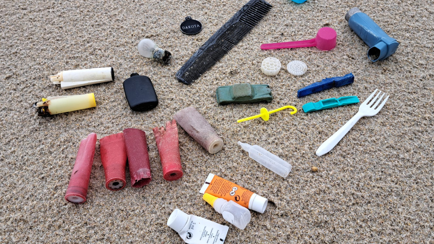 Varios residuos recogidos en la limpieza de Baldaio-Razo (A Coruña)