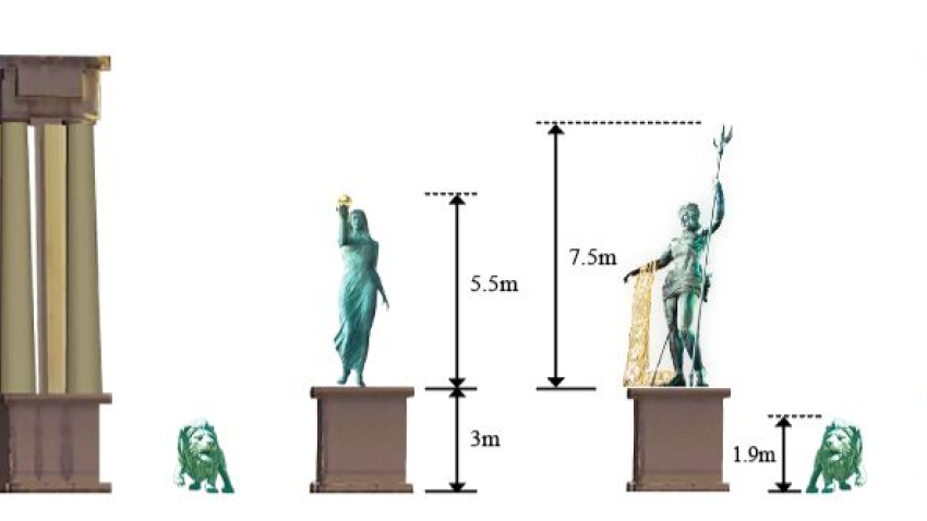 Medidas y situación de las esculturas