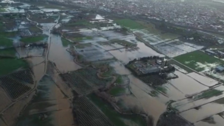 Vista aérea de los caminos agrícolas anegados en Malagón