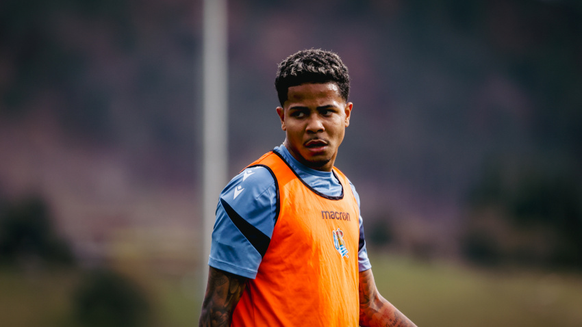 Wesley Gassova durante una sesión de entrenamiento en Zubieta