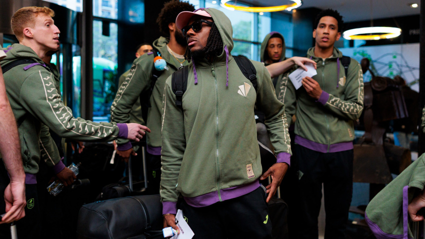 Unicaja a su llegada a Valencia