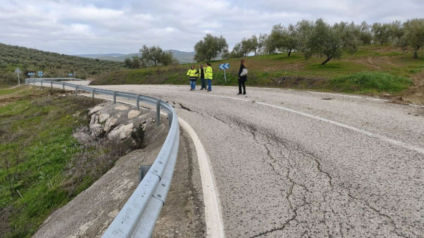 Daños en una carretera en la provincia de Córdoba