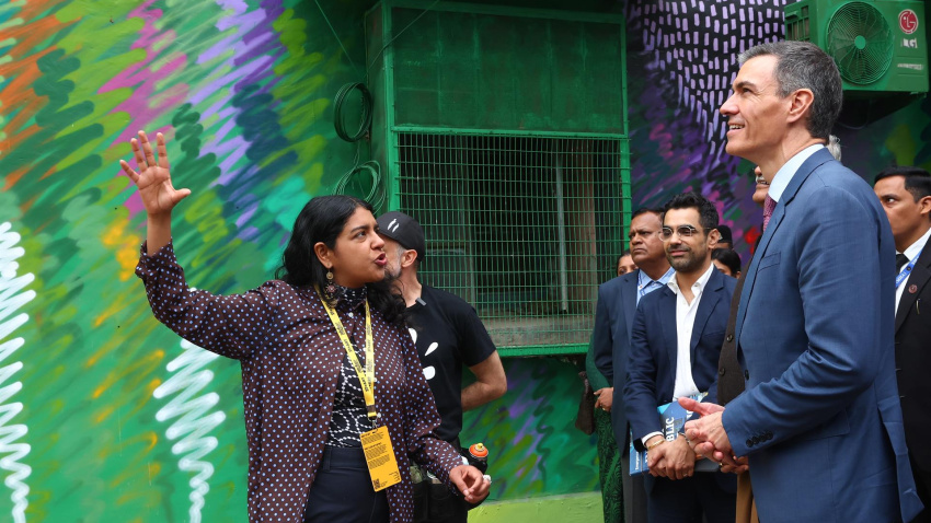 El presidente del Gobierno, Pedro Sánchez, en Nueva Delhi